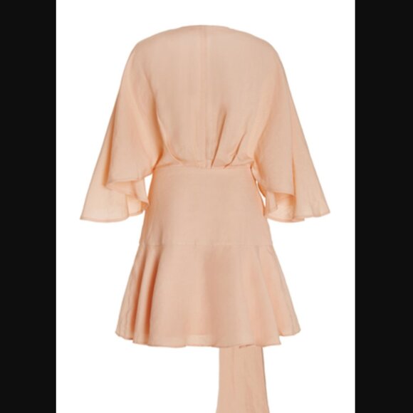 NWT SIgnificant Other Linen Mini Olivia Wrap Dress in Peach Size US 4 - Picture 4 of 12